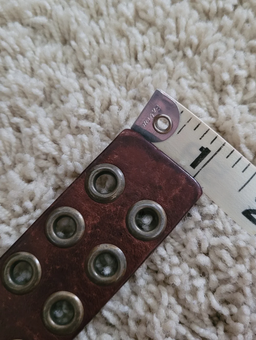 Girls XL Brown Leather Double Grommet Belt Y2K 90s